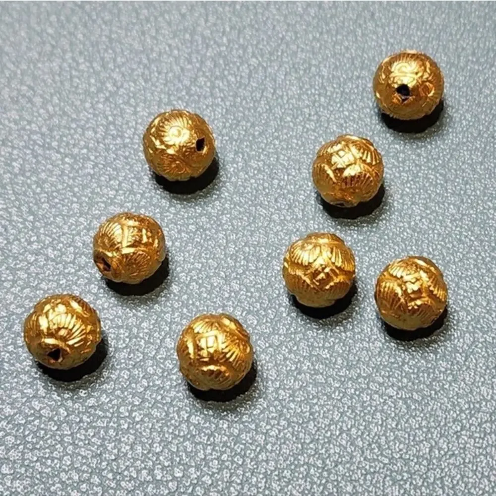 Vintage Yellow Tone Round Textured Decorative Spacer Bead Charm Pendant